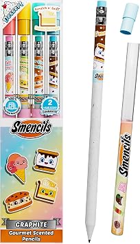 Smencils Dessert Scented Pencils HB #2 Graphite Pencils Made from Recycled Newspapers, 4 Pack, Long-Lasting Gourmet Scents, Fun School Supplies & Gifts for Kids, Teachers, Classroom Rewards