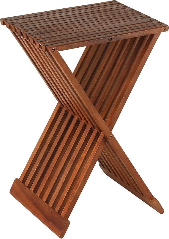 Bare Decor Leaf Folding Counterstool in Solid Teak Wood 24" high,Brown