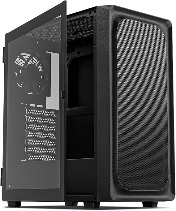 DARKROCK EC2 ATX Mid Tower Gaming Computer PC Case, Type-C Ready | Supports 50 Series Graphics Cards, Tempered Glass Side Panel, up to 8 x 120mm Fans & 360mm Radiator, 1 x Pre-Installed Fan