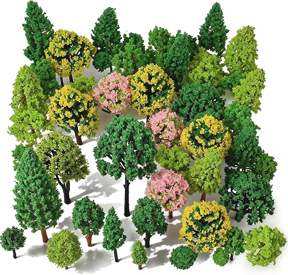 Model Trees for Diorama Small, Model Trees for Crafts,55Pcs | Mixed Plants for Land Scapes, Artificial Mini Trees for Cake Decorations, Fairy Garden and Train Scenery, for HO Scale Train