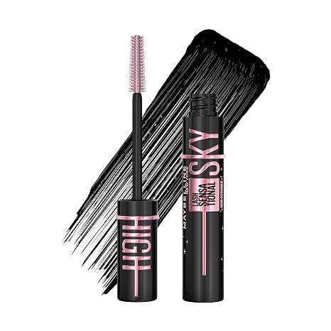 Maybelline New York Sky High Cosmic Black Mascara for Extreme Length & Cosmic Volume Ultra Black Mascara with Extra Pigments Tower Flex Brush & Bamboo Extract for Maximum Definition