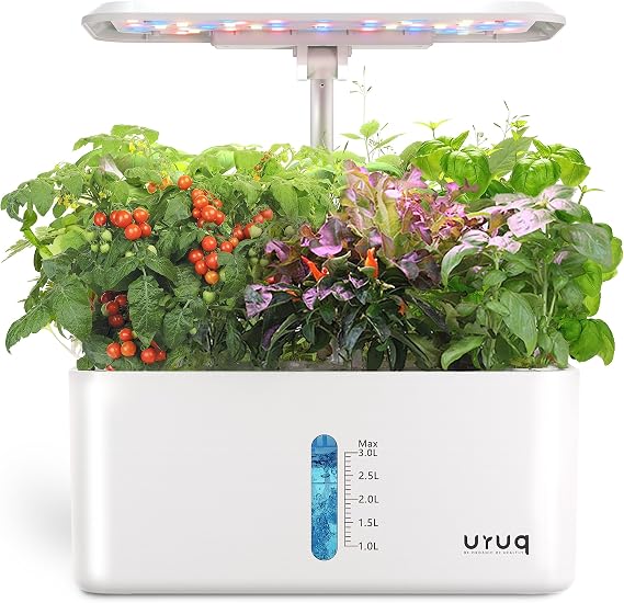 8 Pods Hydroponics Growing System with LED Grow Light - White | Quiet Water Pump, Automatic Timer, Adjustable Height for Fresh Herbs, Vegetables, Indoor Gardening, Gifts for Plant Lovers
