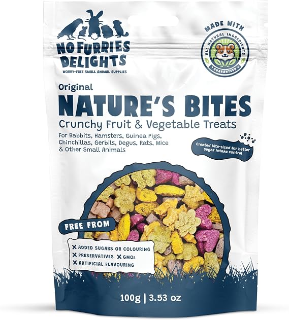 Treats, 100% All Natural Mini Bites For Rabbit Hamster Guinea Pig Chinchilla Pet Rat Mice Gerbil Bird Healthy Enrichment Bonding Rewarding Training Nature's Bites Variety Pack 100g