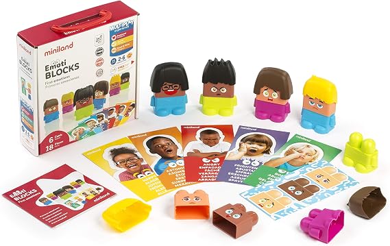 Miniland Social Emotional Learning Toy, Express Feelings - Emotiblocks