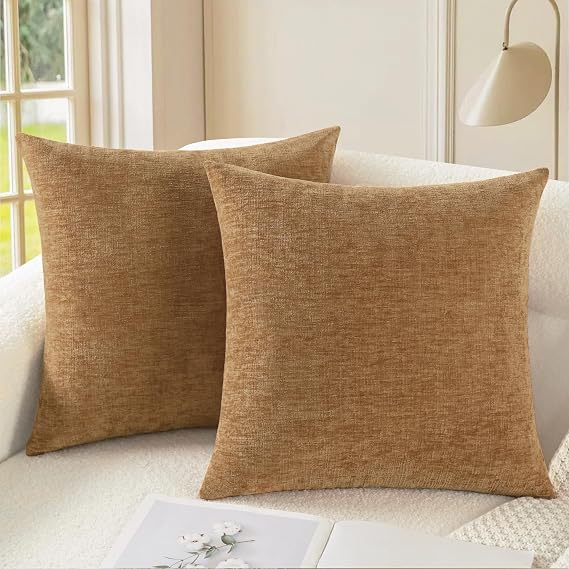 CaliTime Decorative Couch Throw Pillow Covers 16 X 16 Inches Apricot Brown