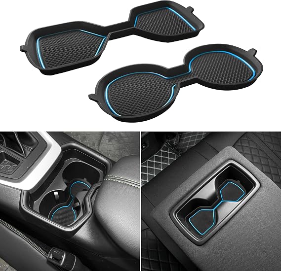 3D Cup Holder Inserts for Toyota Rav4 Accessories 2025 2024 2023 2022 2021 2020 2019 Silicone Cup Coaster Mat Center Console Liner Protector Pad for Toyota Rav4 2Pcs (Blue)