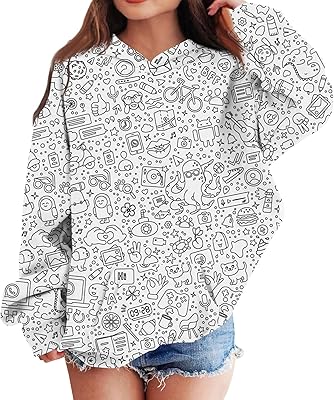 GOFULY Hoodie Kids Cute Fleece Long Sleeve Sweatshirt Hooded Diy Hand Painted Fall Casual Hoodies Y2K Boys Clothe 2-14 Years