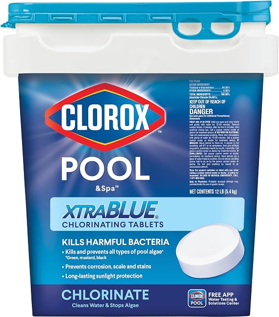 Clorox Pool&Spa 23012CLX Xtrablue 3" Long Lasting Chlorinating Tablets, 12 lb.
