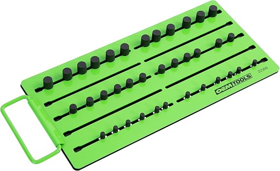 OEMTOOLS 22389 Pro Magnetic Socket Tray, Customizable Ratchet Organizer, Adjustable Drive Studs, Portable Socket Set Organizer, 5 Row Socket Organizer