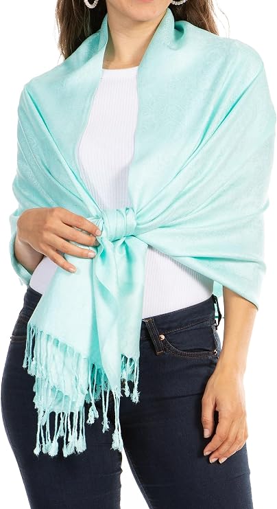 Sakkas Two Tone Vintage Jacquard Paisley Pashmina Shawl Wrap Scarf Stole