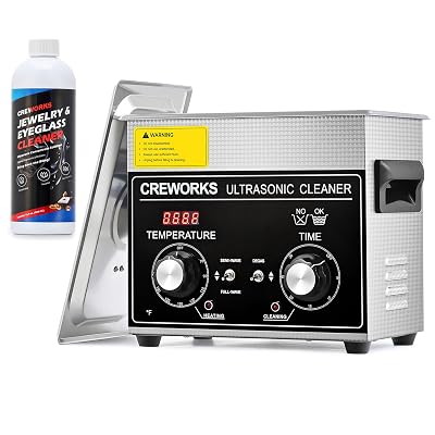 CREWORKS 3L Ultrasonic Cleaner with Degas & Gentle Modes, and 17 fl oz Jewelry Cleaner Solution