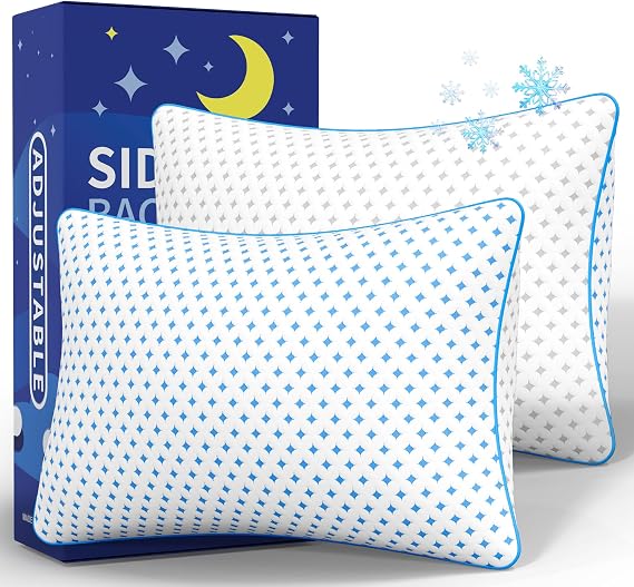 King Size Pillows Set of 2 for Sleeping, Cooling Adjustable Memory Foam Pillows, Dual Fill Design Helps Maintain Shape, Breathable Washable Cover