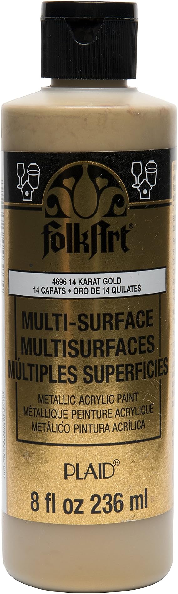 FolkArt Multi Surface Specialty Effect Paint in Assorted Colors (8 oz), Metallic 14K Gold