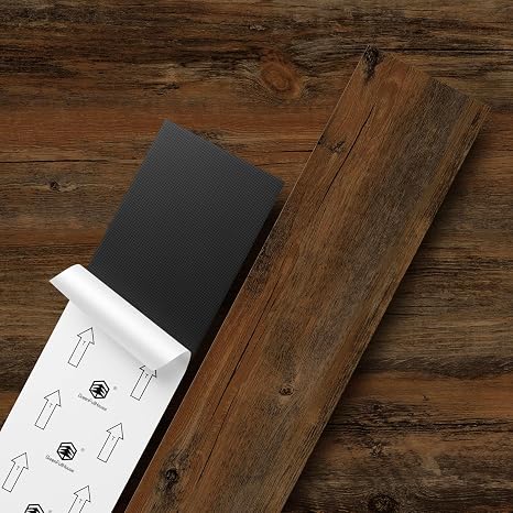 Peel and Stick Vinyl Flooring, 18-Pack (26.3 Sq.Ft) Wood-Effect, Rigid Core Easy DIY Flooring for Bedroom, Kitchen, Living Room, RV, Honduras Rosewood