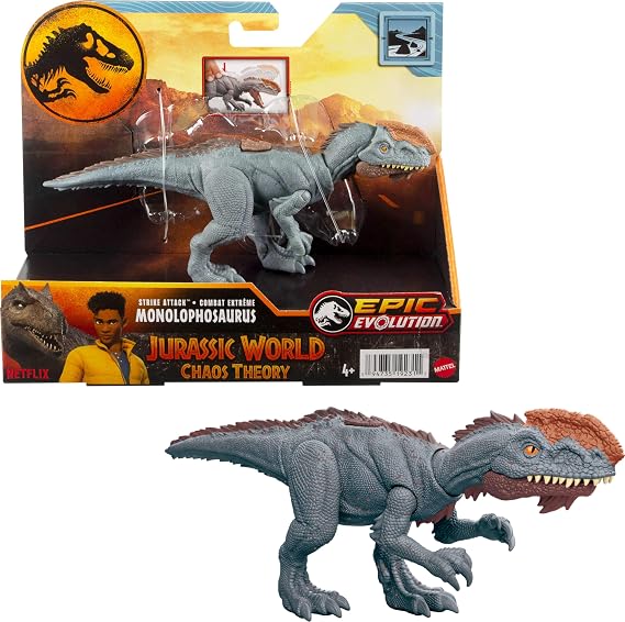 Mattel, Jurassic World Monolophosaurus Attack Bite Dinosaur Toy for Ages 4 and Up