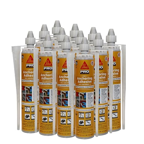 SIKA AnchorFix-2 High-Performance Construction Adhesive, 12-Pack, 10.1 Oz Fast-Curing Epoxy for Anchoring in Concrete, Masonry & Steel, Solvent-Free, Ideal for Heavy-Duty Projects