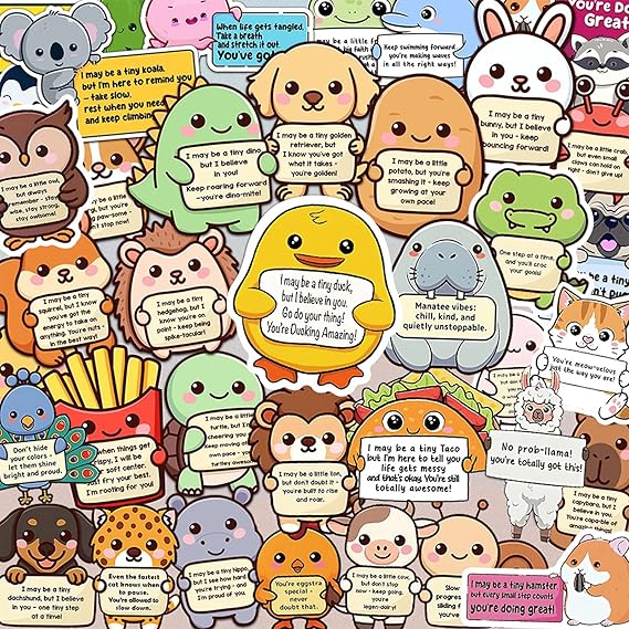 50PCS Emotional Support Stickers, Affirmation Cute Animal Stickers for Adults or Kids, Positive Funny Stickers for Water Bottles, Laptops,Phones,Positive Quote Vinyl