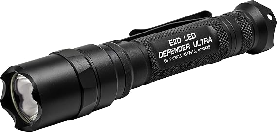 SureFire E2D Defender Ultra Dual-Output LED Flashlight with Tailcap Click Switch, Black, Black