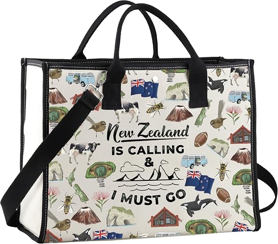 GJTIM New Zealand Inspired Gift New Zealand Is Calling & I Must Go Travel Tote Bag For NZ Travel Lover
