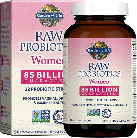Garden of Life Raw Probiotics Women - 32 Strains - Dietary Supplement for Immune, Digestive & Vaginal Health Support - Aids Female Health - 90 Vegetarian Capsules