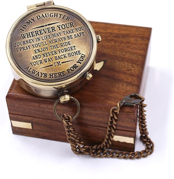 to My Daughter Compass Graduation Gifts for Daughter from Dad or Mom Birthday, Confirmation, Camping Gift for Daughter Engraved Compass with Gift Box