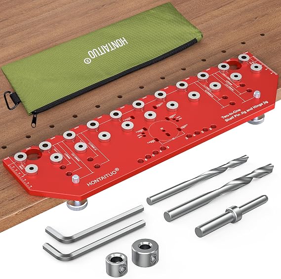 11-Hole Shelf Pin Jig and Hinge Jig 2-in-1, 1/4 Inch and 5mm Shelf Hole Jig
