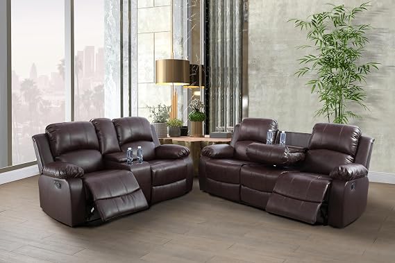 FUOROLA Lazada Sofas, 2-Pieces, Dark Brown