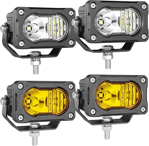 2PCS 3 Inch Yellow LED Pod Lights + 2PCS LED Pod Light Cubes
