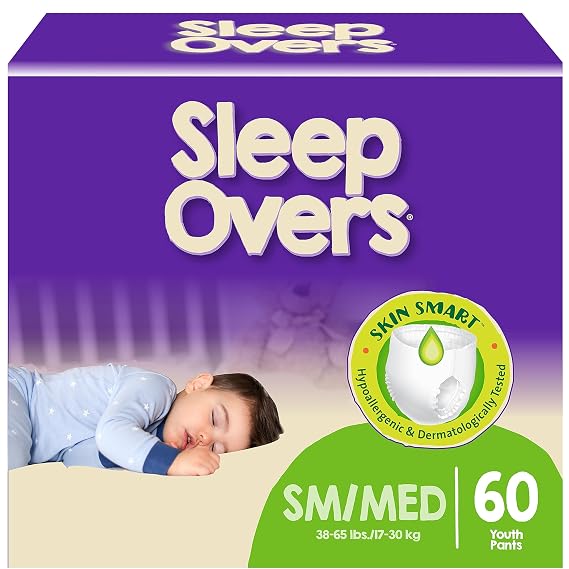 SleepOvers by Cuties, Bedwetting Underwear for Girls and Boys, Small/Medium 38-65 lbs, 60 Count