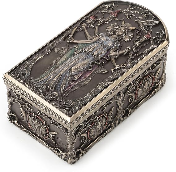 Veronese Design Hecate Triple Goddess Trinket Box - 6 Inch Decorative Jewelry Storage Box, Cold Cast Bronze Resin Statue, Pagan Wiccan Altar Decor, Mystical Goddess Figurine Gift for Women