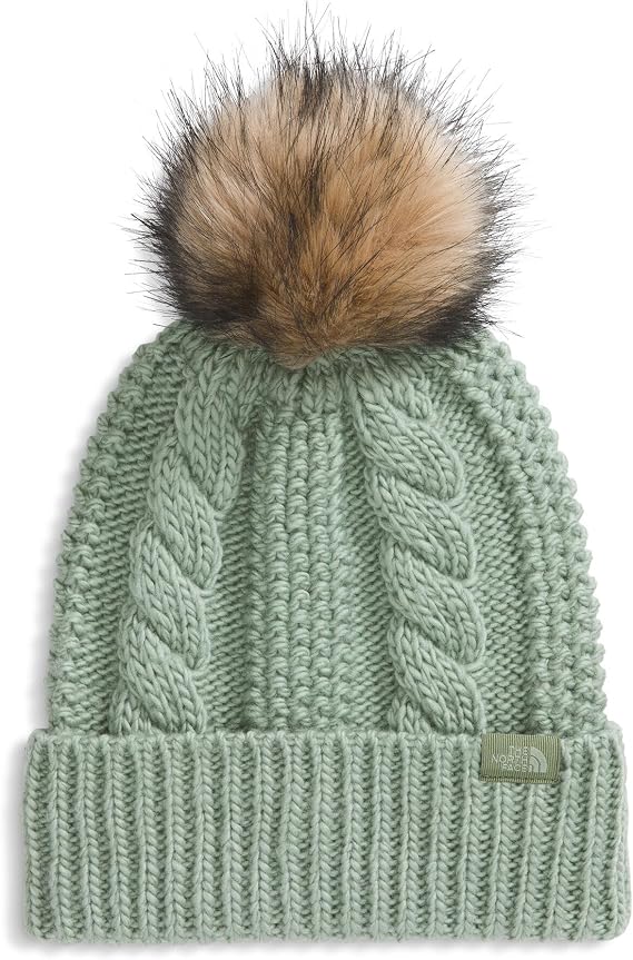 THE NORTH FACE Women's Oh Mega Fur Pom Beanie | Deep Fit Cuffed Winter Hat With Oversized Faux-fur Pom & Cable Detailing