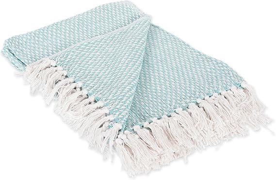DII Woven Throw Collection 100% Cotton, Basketweave, 50x60, Aqua
