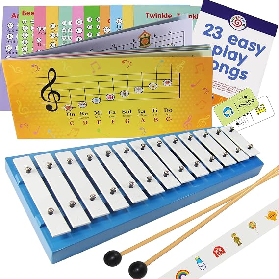 Xylophone for Children - 13 Note Glockenspiel - Song Sheet Music Included