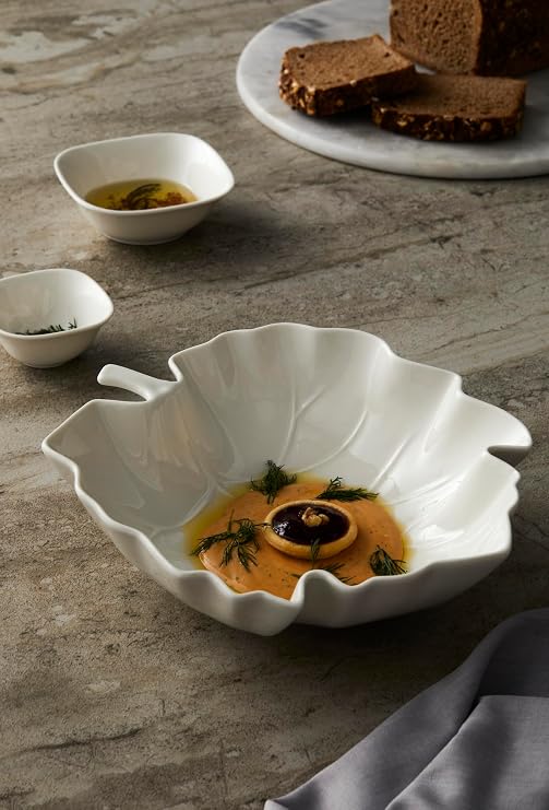Be Original Pera 20 cm Leaf Kase | Premium Porselen | Yaprak Formlu Şık Sunum Kasesi | Doğal & Toksinsiz | Modern Sofralar İçin