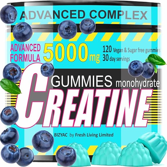 Creatine Monohydrate Gummies 5g Muscle Growth | Pre Workout Creatine for Men & Women | Flavored and Chewable Creatine with Taurine | 5000 mg Micronized Creatine Advanced Formula | 120 Gummies