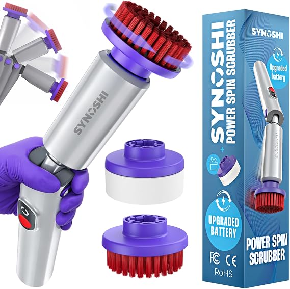 SYNOSHI PRO Electric Spin Scrubber | Power Cleaning Brush, Cordless Scrubbing
