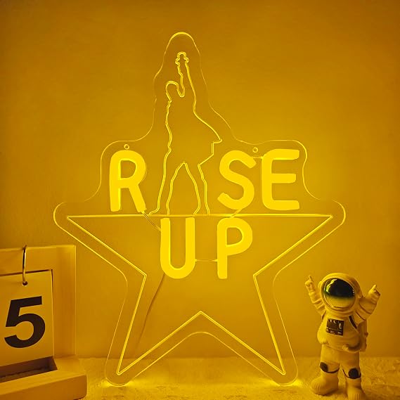Musical Neon Sign for Wall Decor Dimmable Led Music Party Decoration Inspiring Rise Up Musical Birthday Gifts for Music Theatre Fans