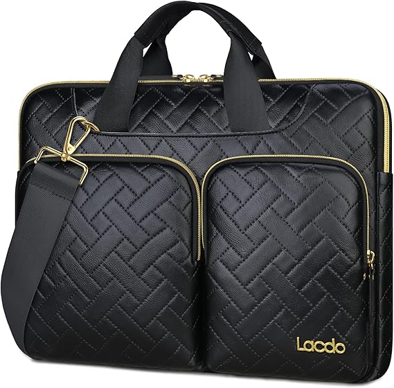 Lacdo 360 Protective Laptop Shoulder Bag, 16 inch Laptop Bag for 16 inch MacBook Pro M5 Pro/Max A3428 A3429 (2026), M4/M3/M2/M1 A3403 A3186 A2991 A2780 A2485, 15 inch Surface Laptop 7th,Elegant Black