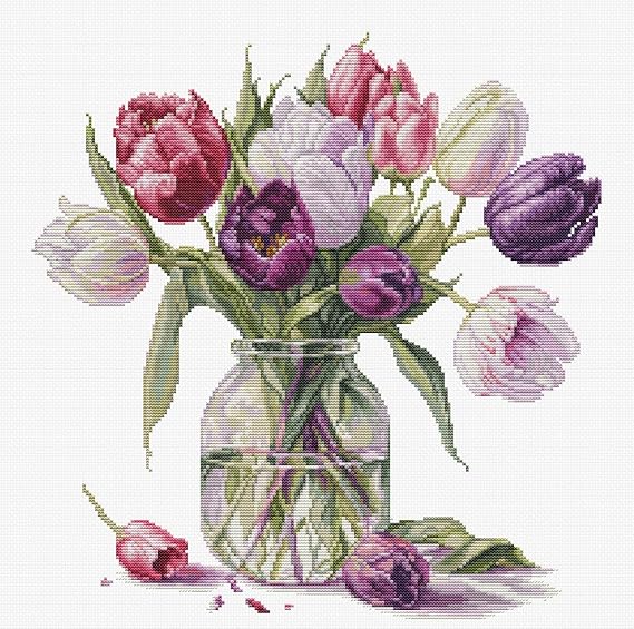 Cross Stitch Kit Luca-S - Bouquet of Tulips