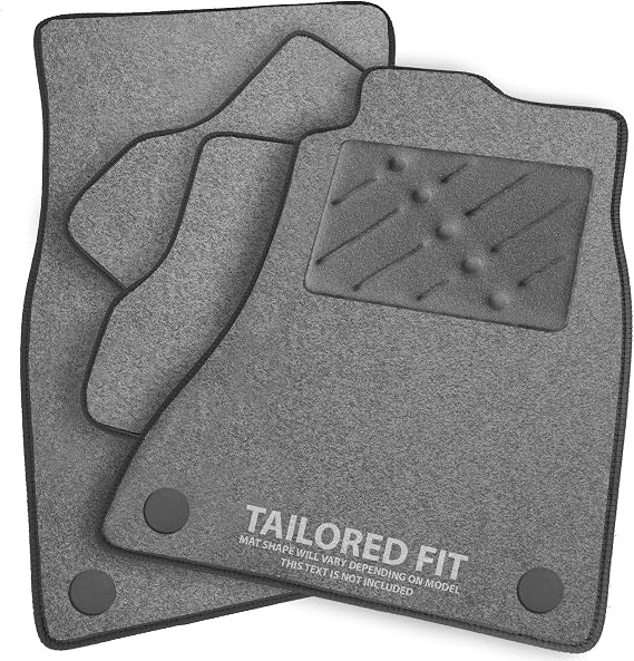 Car Mats FOR Mercedes C Class (W204 / S204) - Saloon/Estate 2007-2014 automatic Grey Carpet - Black Ribbed Trim - Grey Rectangle Heel Pad [SAPP-440]