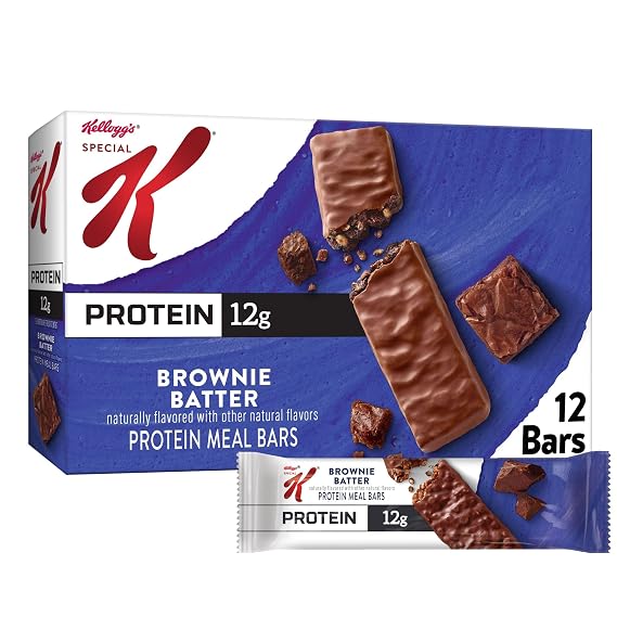 Special K Protein Meal Bars, 12g Protein, Meal Replacement, Value Size, Brownie Batter, 19oz Box (12 Bars)
