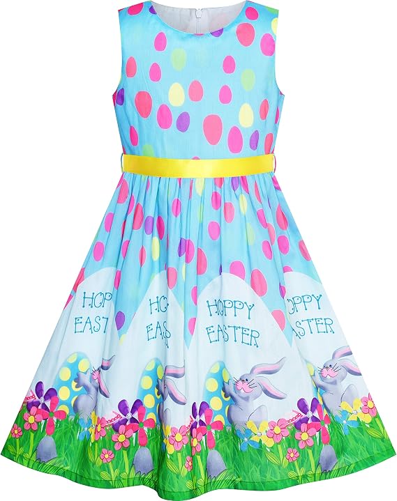 Sunny Fashion Girls Dress Blue Flower Print