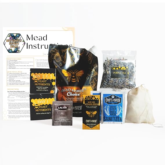 Craft A Brew - Mead Makers Choice - Butterfly Effect Mead Recipe Kit - Ingredients & Instructions for Mead Fermentation & Backsweetening With Orange Blossom Honey - Makes 1 Gallon Still Mead