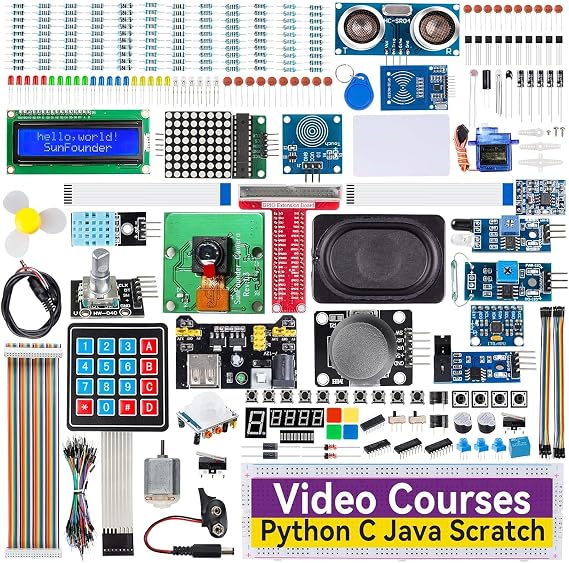SunFounder Raphael Ultimate Starter Kit for Raspberry Pi 5 4 B 3B B+ 400 Zero 2W RoHS Compliant, Python C Java Online Tutorials & Video Courses for Beginners Raspberry Pi Not Included
