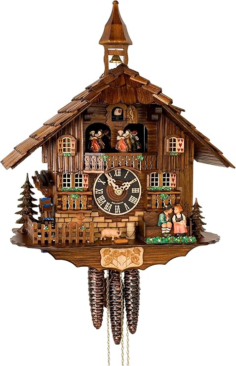 Cuckoo Clock moveable kissing Couple, turning mill-wheel HO 638T