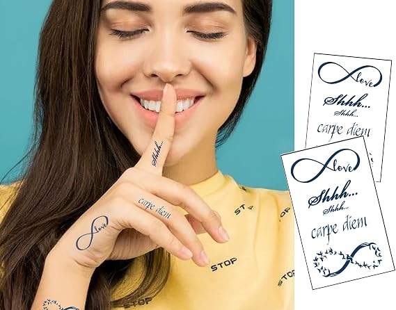 Semi-Permanent Tattoo | 1 tattoo + 1 FREE | Infinity & script Hand tattoos | Lasts 1 to 2 weeks |Temporary Tattoo | SAFE Herbal Inks | Shh