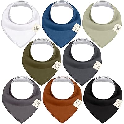 KeaBabies 8-Pack Organic Baby Bandana Bibs for Boys, Girls - Super Absorbent Triangle Baby Bibs for Drooling and Teething Infant, 100% Cotton Extra Soft for Newborn, Infant 0-36 Months Basics