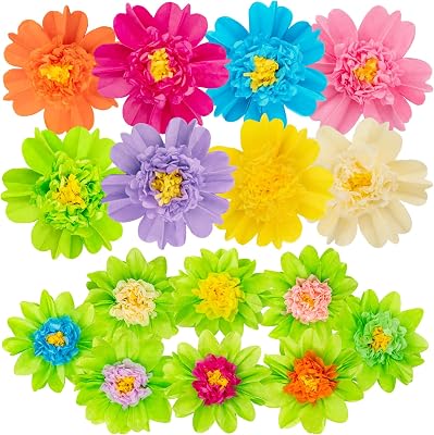 16 Pcs 8 12 Tissue Paper Flowers Large Green Fiesta Tissue Paper Flower Colorful Mexican Carnival, Party Backdrop, Wedding, Birthday Party, Nursery Craft Wall Decor, Baby Shower
