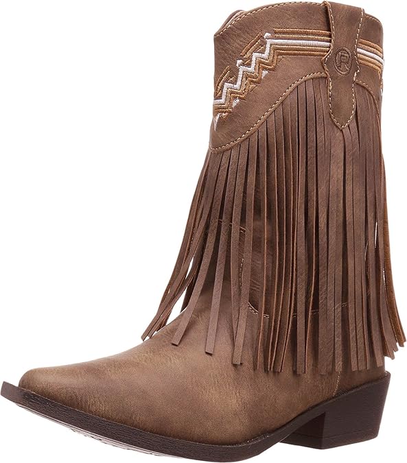 ROPER Kids Girls Fringes Snip Toe Casual Boots Mid Calf - Brown
