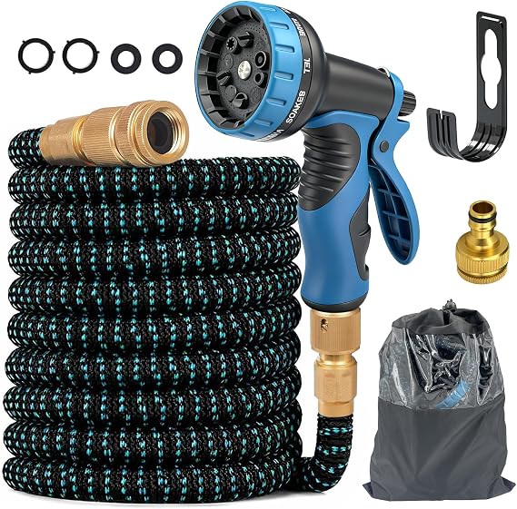 75FT Flexible Expanding Magic Hose Expandable Garden Hose with 10 Function Nozzle 4 Layer Latex and 3 Times Expanding Watering Hose Pipe Easy Storage Garden Water Hose